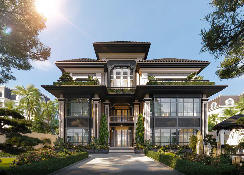 Mặt tiền villa phong cách Đông Dương – Villa Prosperous