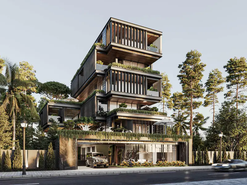 Villa nhiều tầng lam gỗ giữa rừng cây – Villa Tầng Bậc